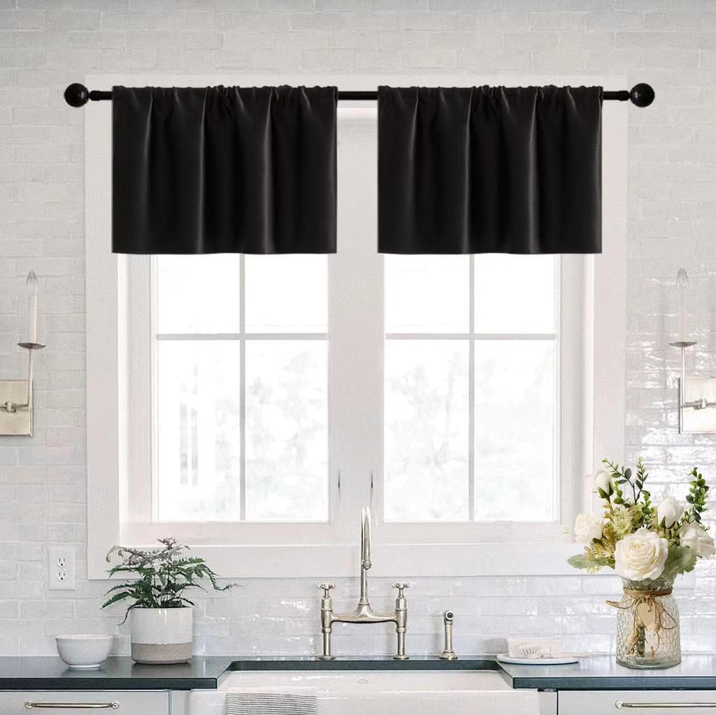 Black Waterproof Window Valances 2 Pack