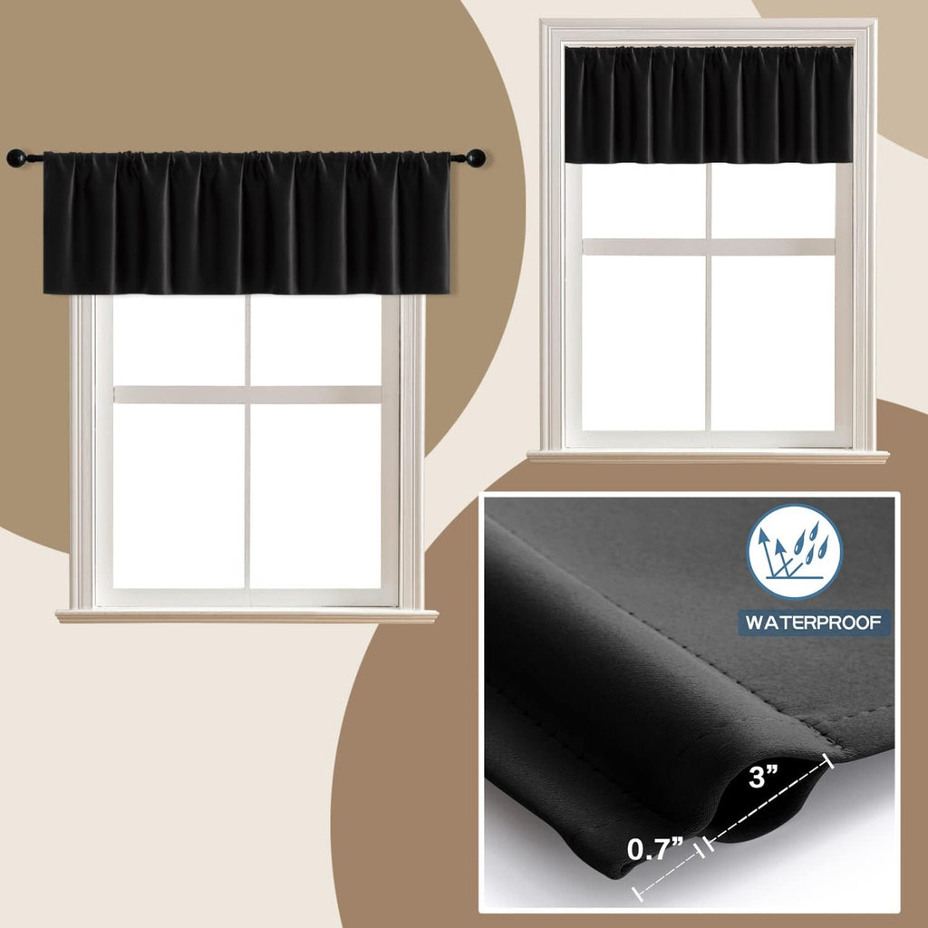 Black Waterproof Window Valances 2 Pack