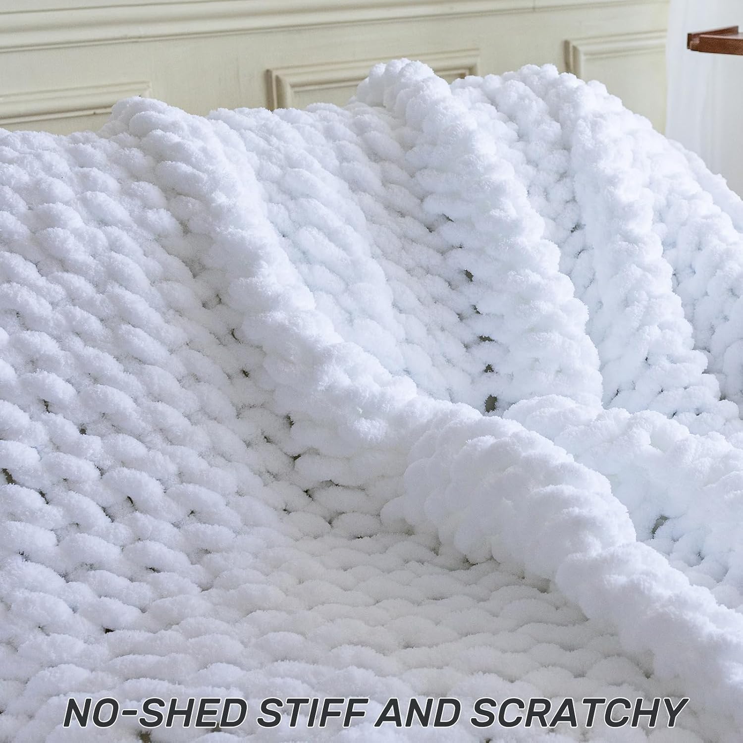 White Rope Knot Chunky Knit Throw Blanket