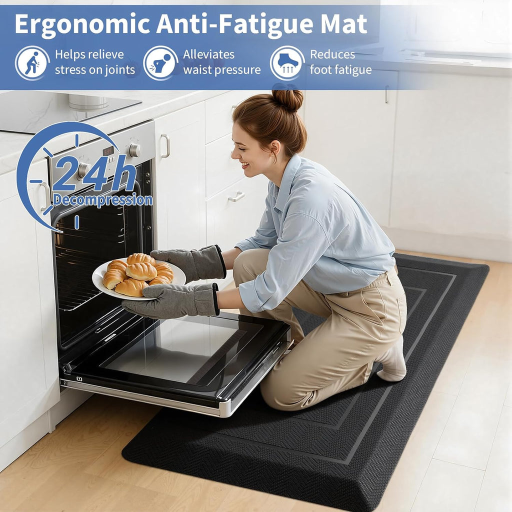 Black Extra Thick Anti Fatigue Kitchen Runner Mat