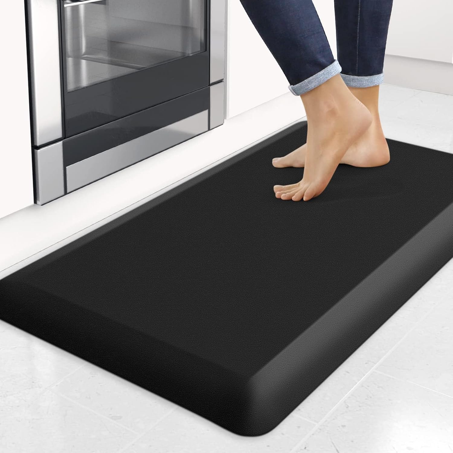 Black Thick Anti Fatigue StepRite Kitchen Mat