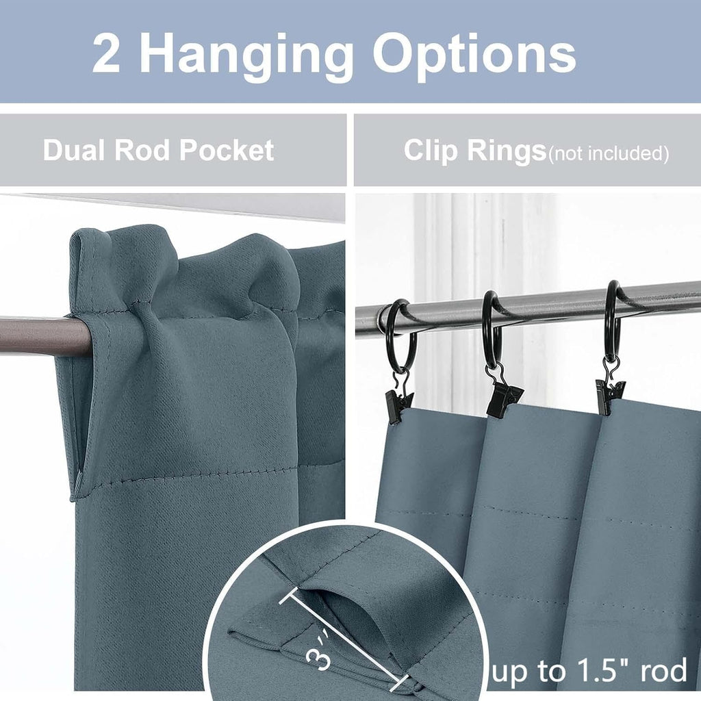 Blue Blackout Cafe Curtains 2 Panels