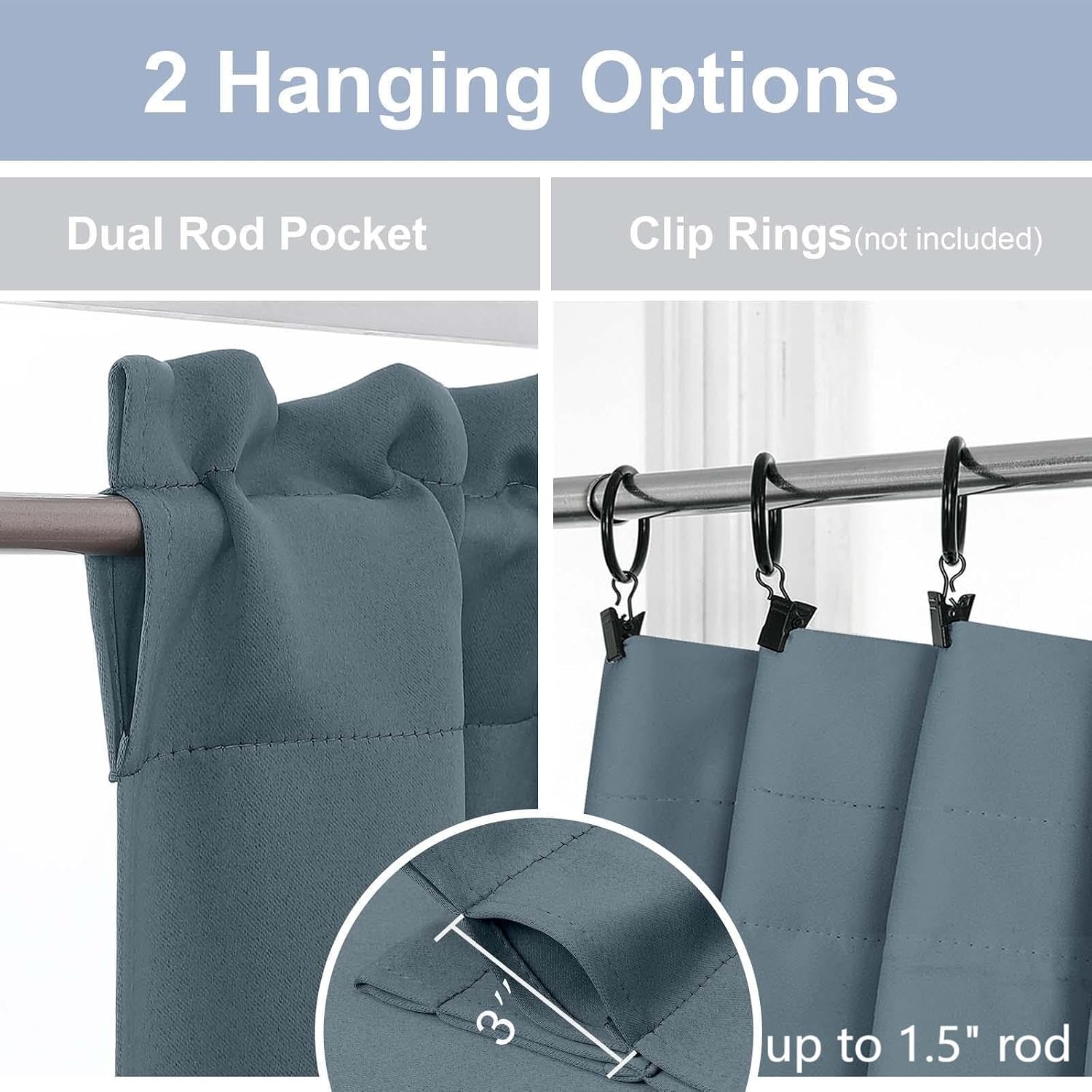 Blue Blackout Cafe Curtains 2 Panels