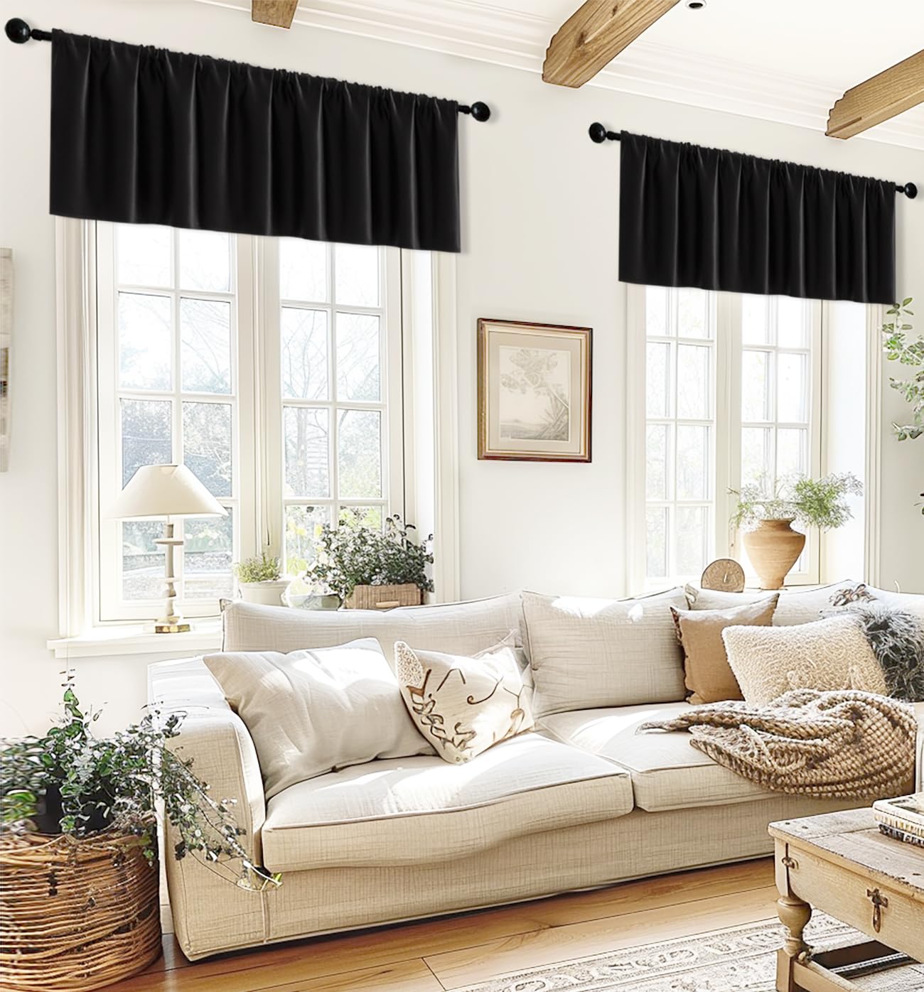 Black Waterproof Window Valances 2 Pack