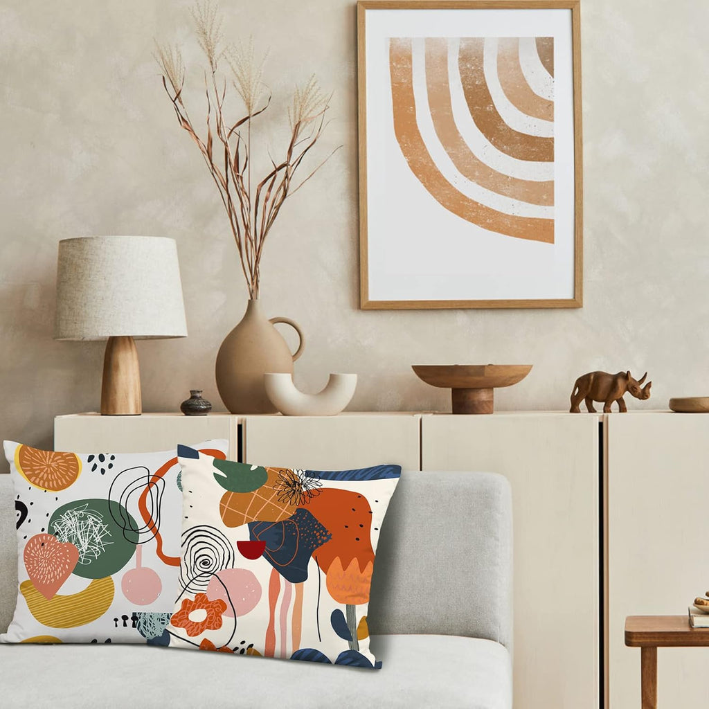 Burnt Orange Geometric Boho 18x18 Pillow Covers 4 Pack