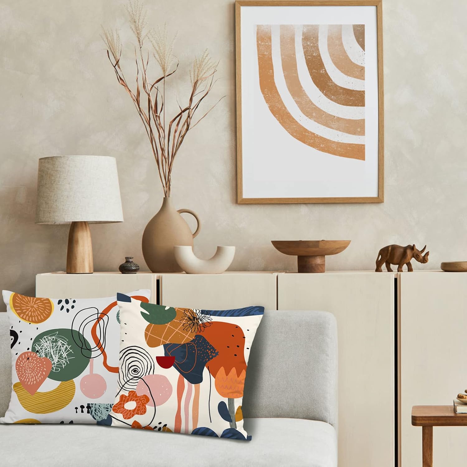 Burnt Orange Geometric Boho 18x18 Pillow Covers 4 Pack
