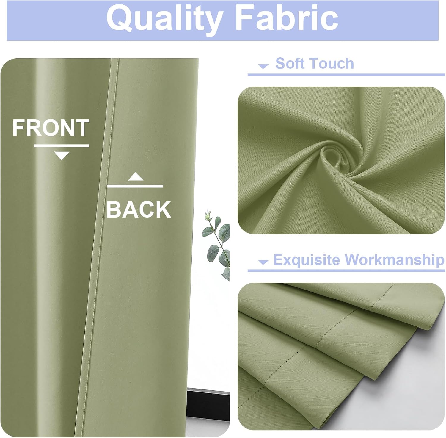 Sage Green Blackout Short Cafe Curtains 2 Panels