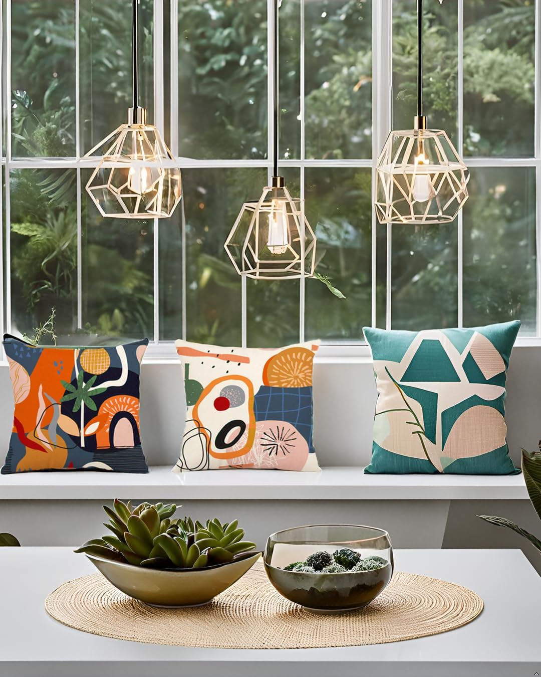 Burnt Orange Geometric Boho 18x18 Pillow Covers 4 Pack