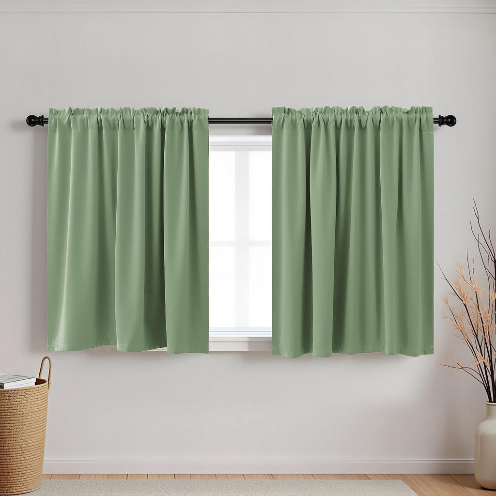 Sage Green Blackout Cafe Curtains 2 Pack