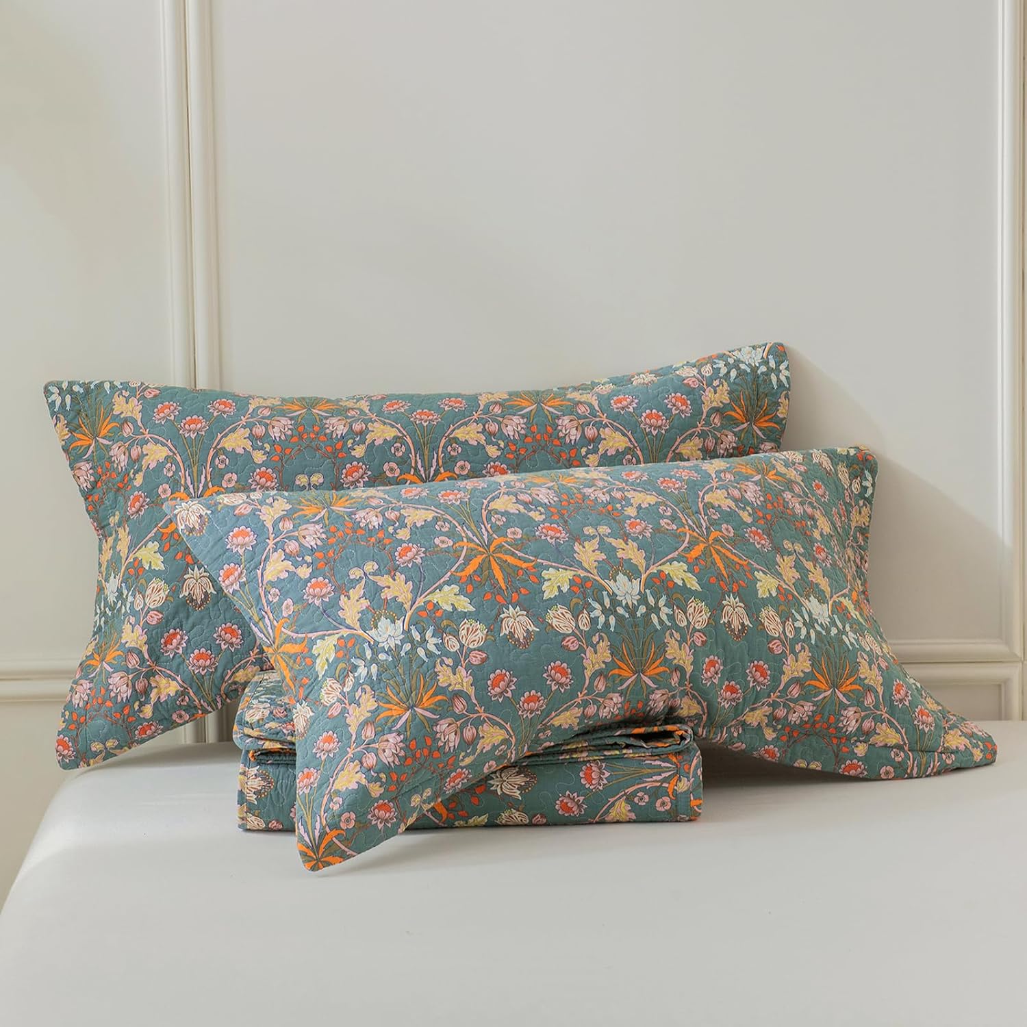 Vibrant Paisley Floral Standard Pillow Shams 2 Pack