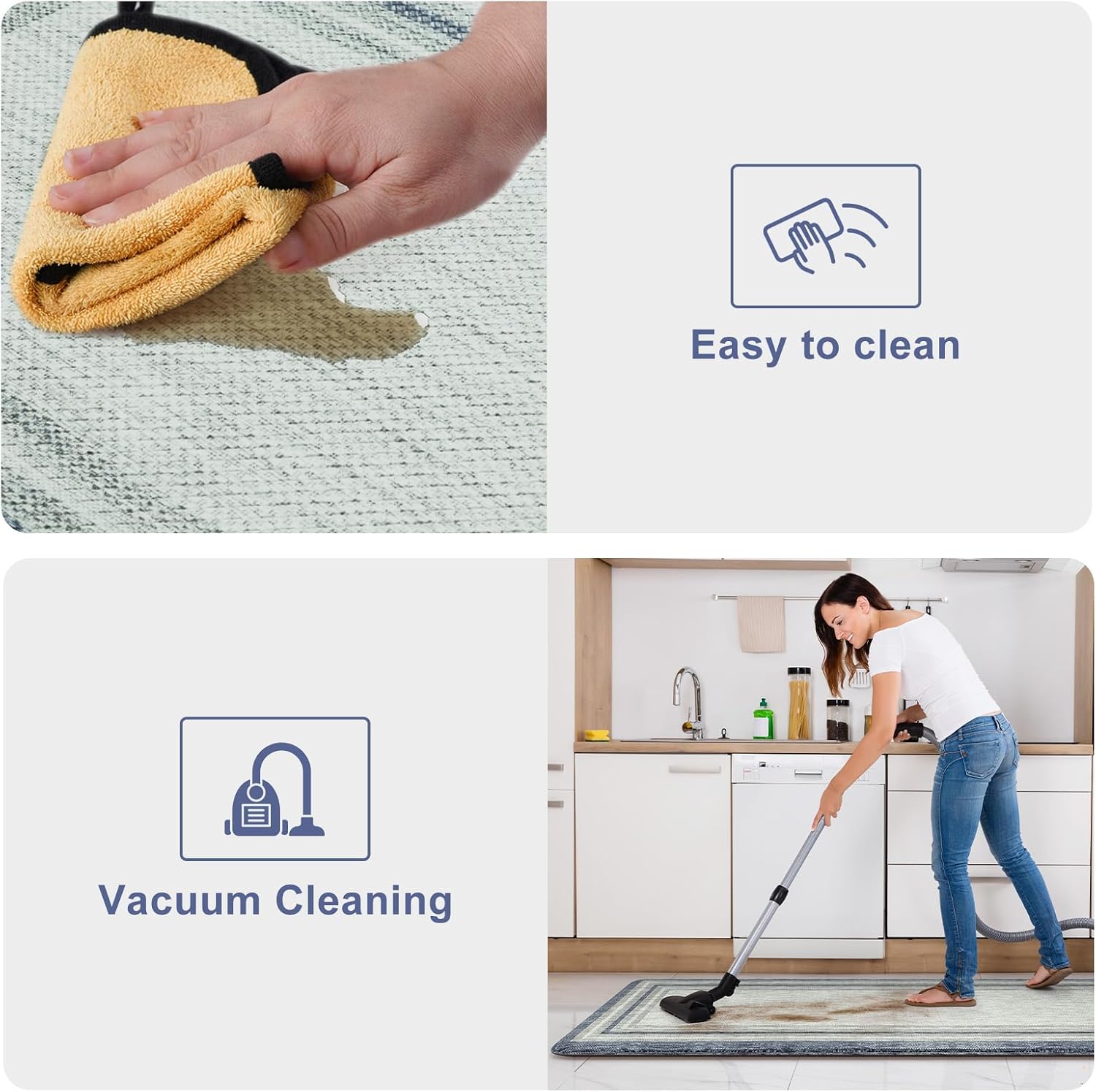 Blue Gray Farmhouse Anti Fatigue Kitchen Mats 2 Pack