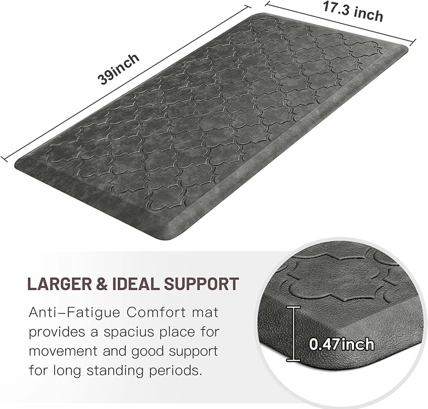 Grey Thick Anti Fatigue Kitchen Floor Mat