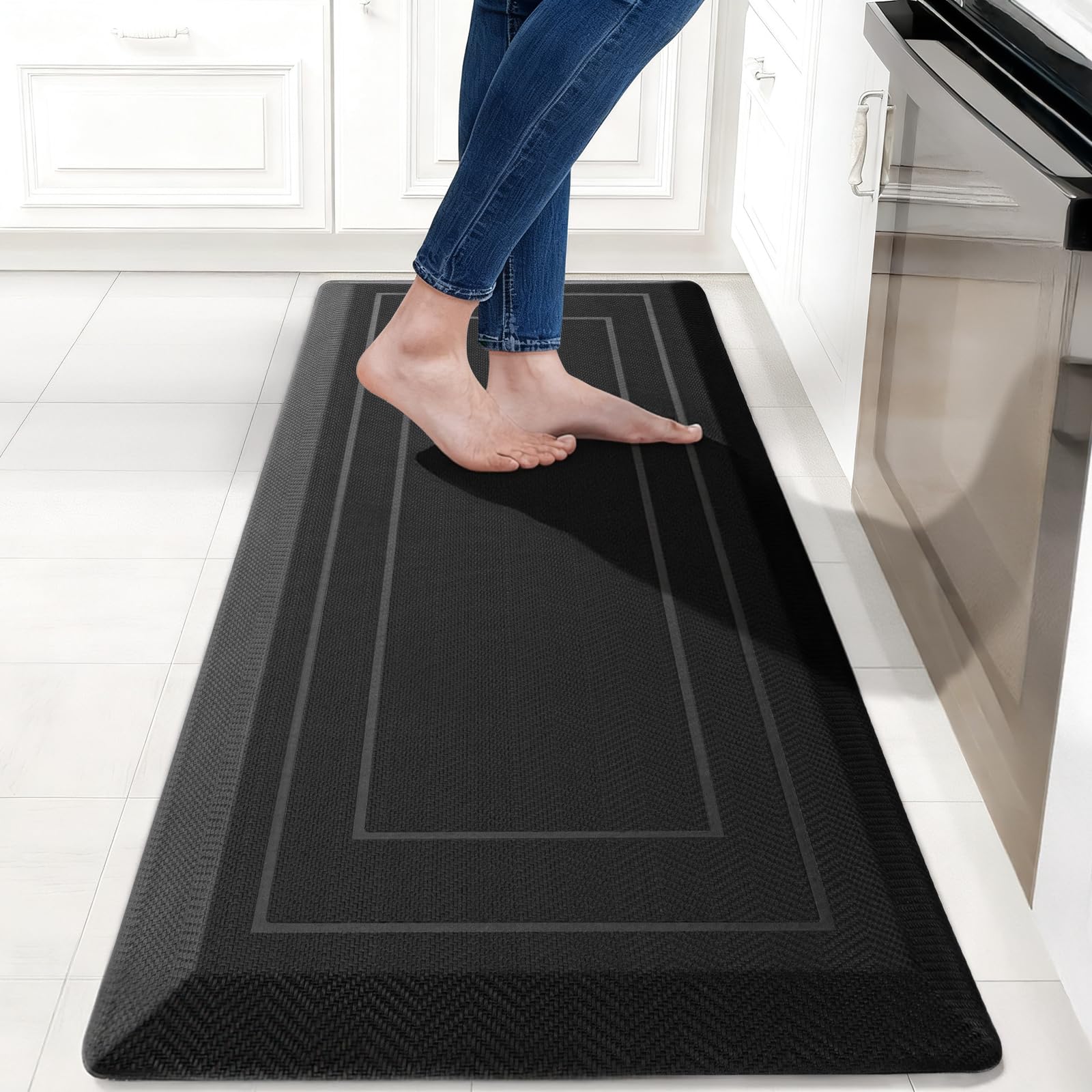 Black Extra Thick Anti Fatigue Kitchen Runner Mat