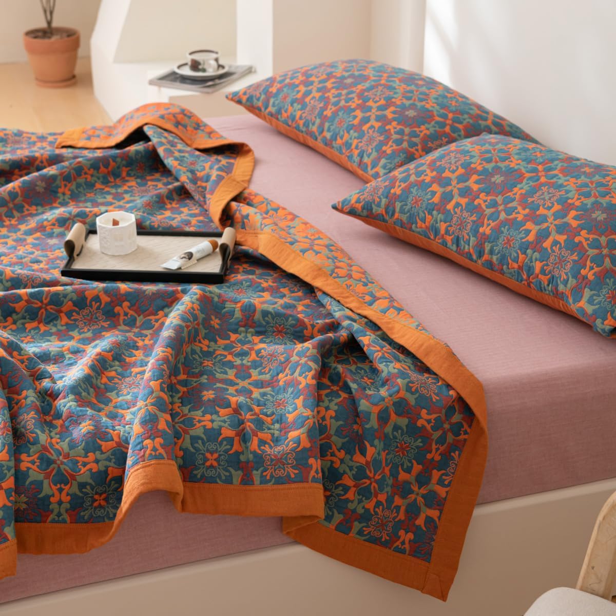 Jacquard Mandala Cotton Muslin King Pillow Shams 2 Pack