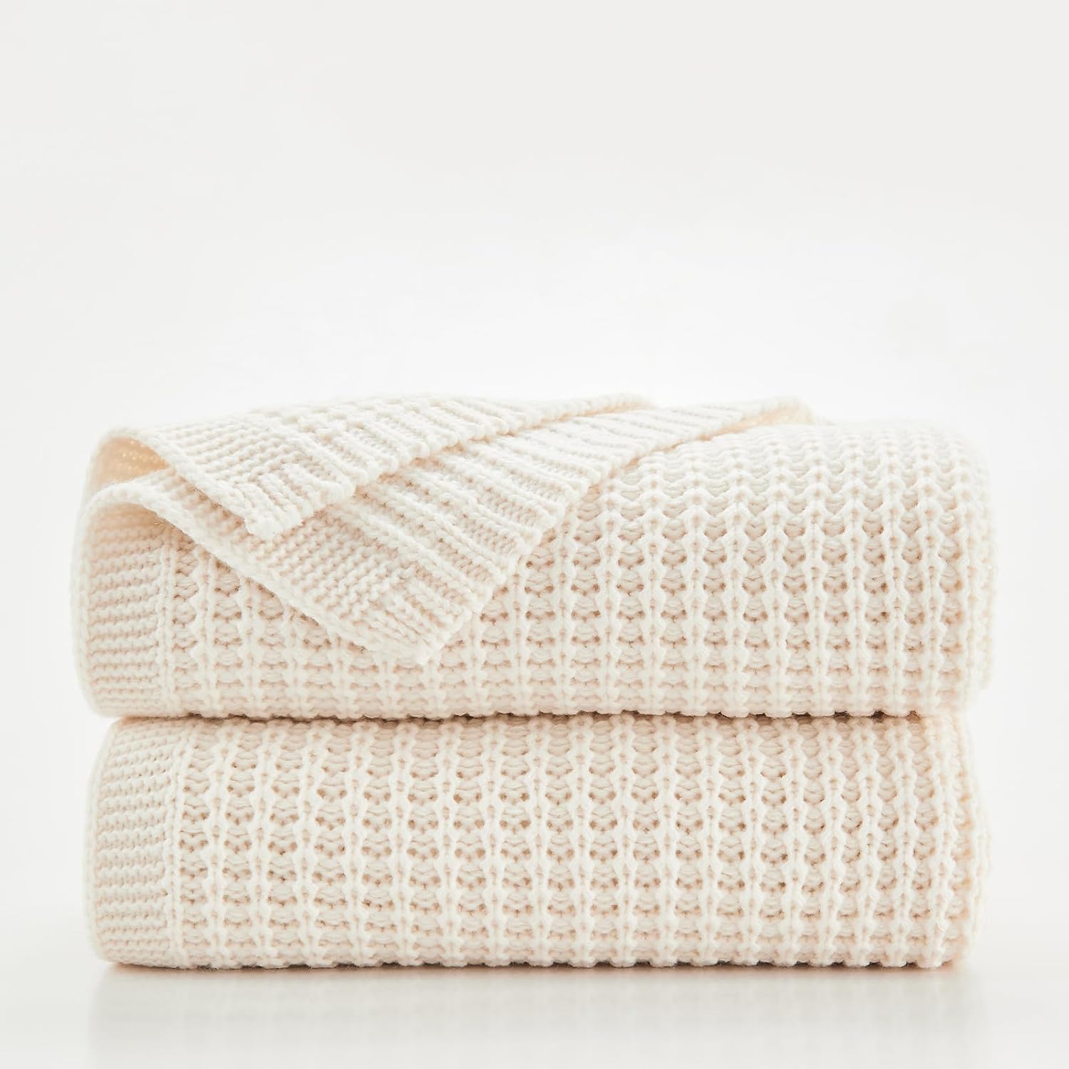 Cable Knit Cream Couch Throw Blanket