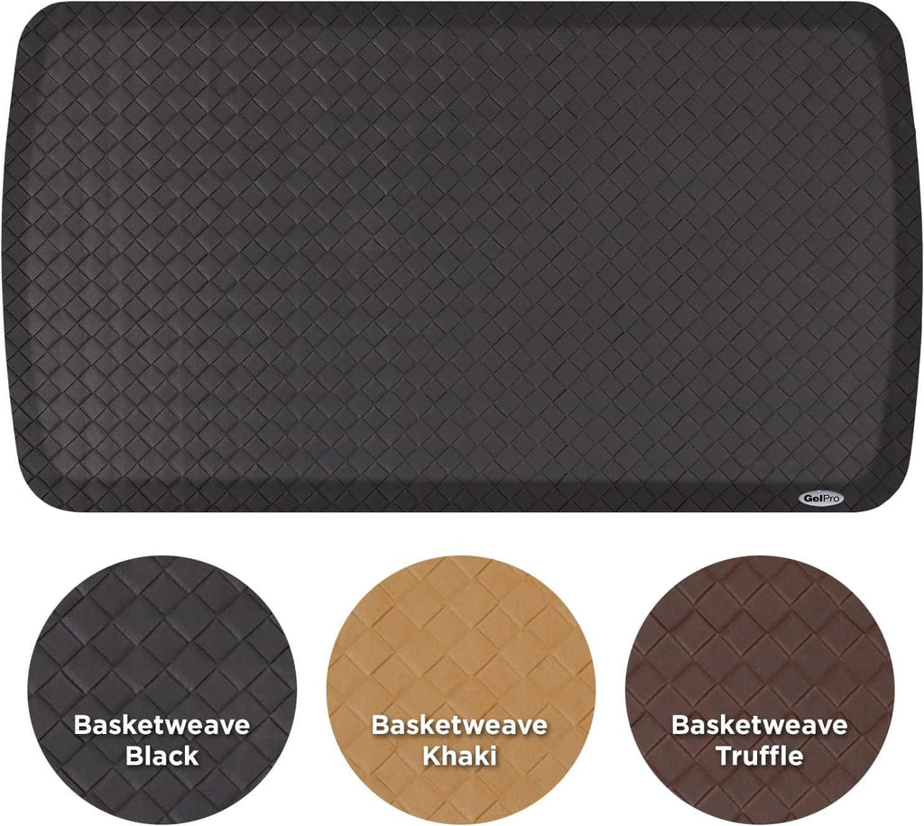 Black Basketweave Gel Foam Anti Fatigue Kitchen Mat