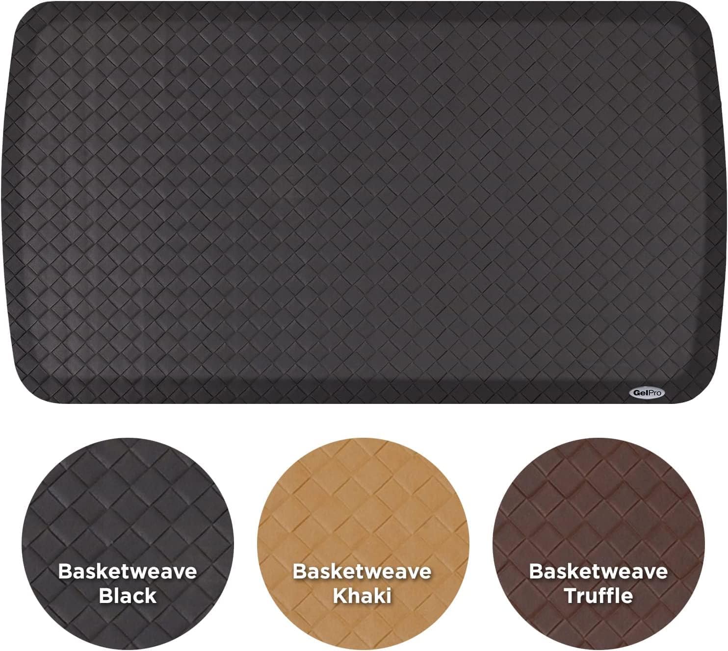 Black Basketweave Gel Foam Anti Fatigue Kitchen Mat
