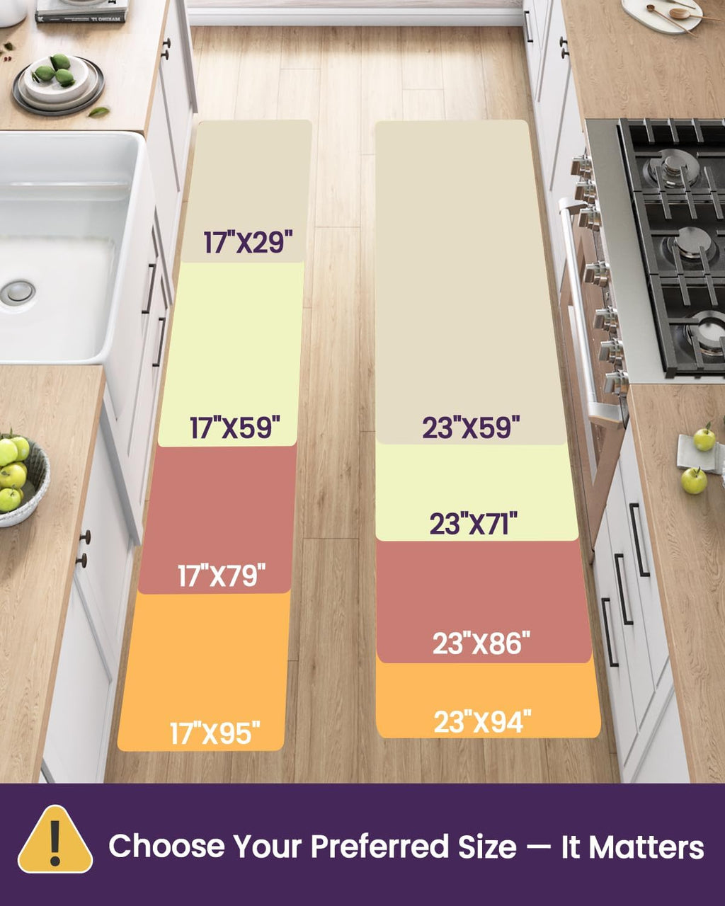 Black Memory Foam Anti Fatigue Kitchen Runner Mat