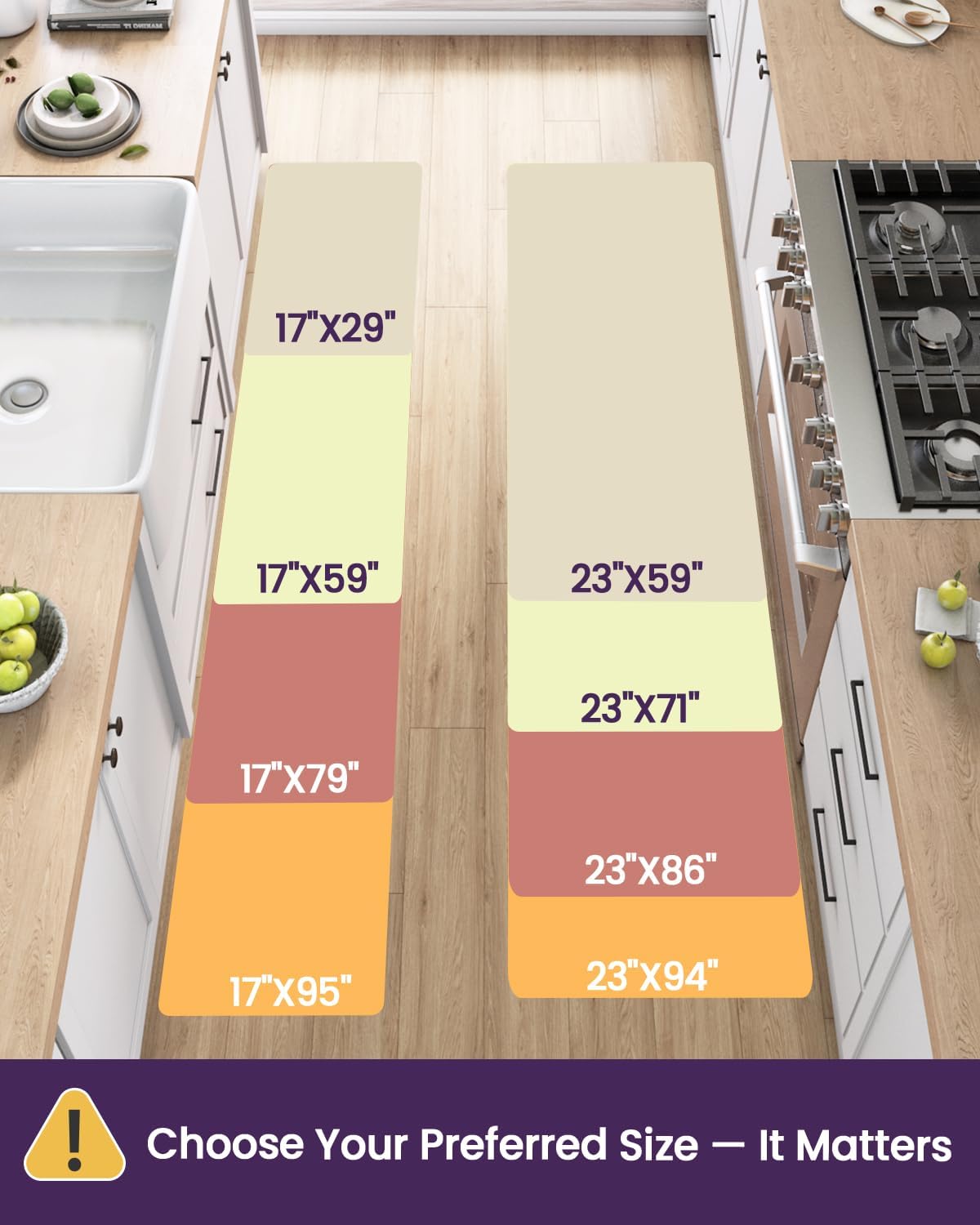 Black Memory Foam Anti Fatigue Kitchen Runner Mat