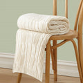 Cream White Acrylic Cable Knit Throw Blanket