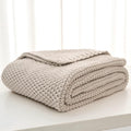 Beige Organic Cotton Cable Knit Throw Blanket