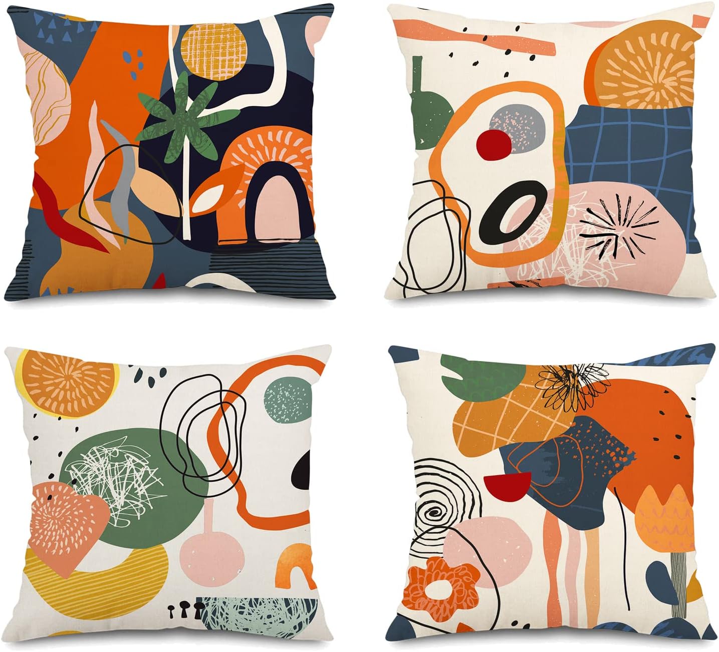 Burnt Orange Geometric Boho 18x18 Pillow Covers 4 Pack