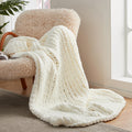 Ivory Chenille Chunky Knit Throw Blanket