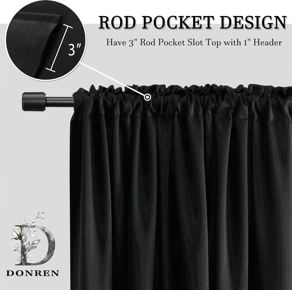 Black Thermal Blackout Cafe Curtains 2 Panels
