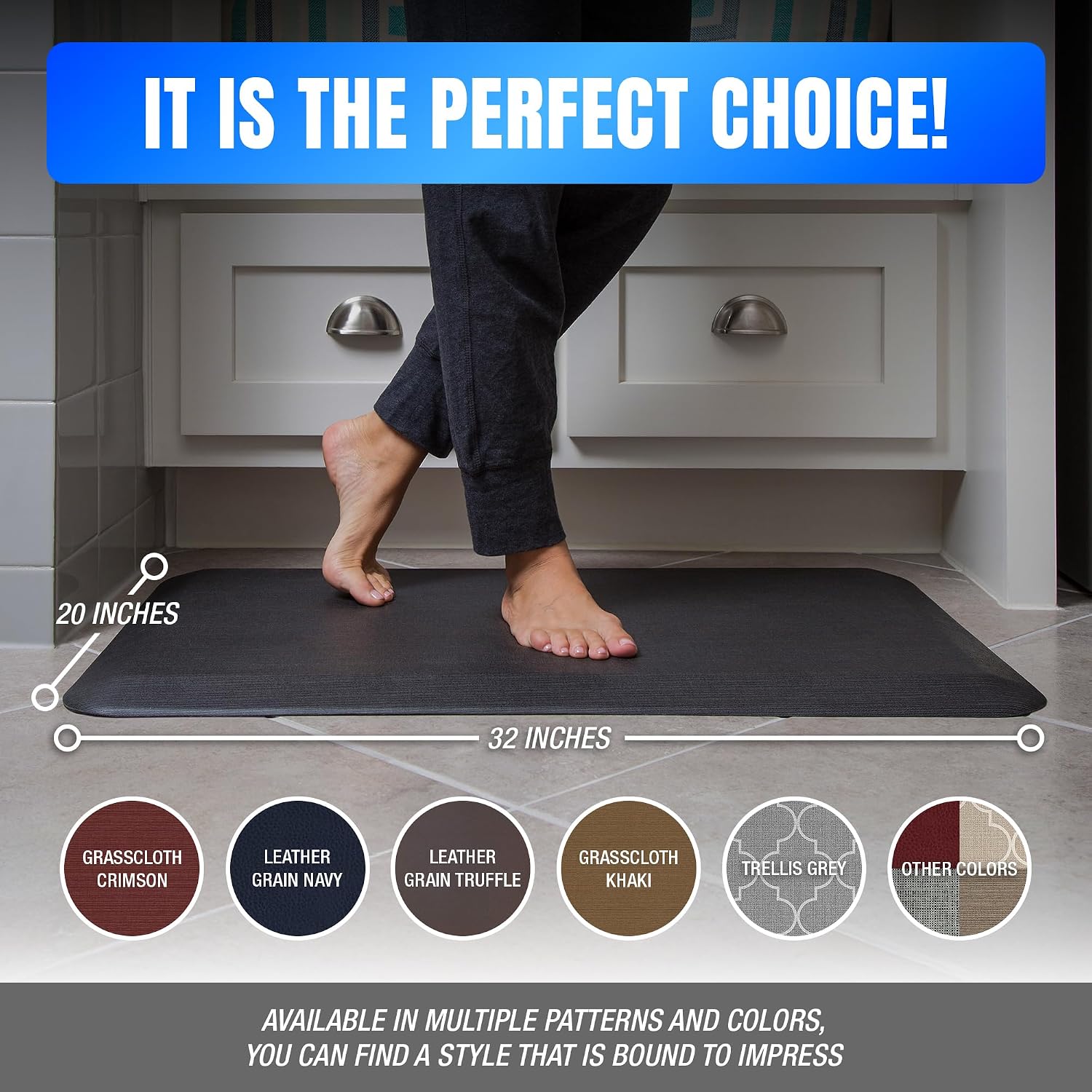 Charcoal Grasscloth Ergo-Foam Anti Fatigue Kitchen Mat