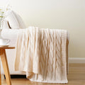 Cream Ivory Cable Knit Throw Blanket