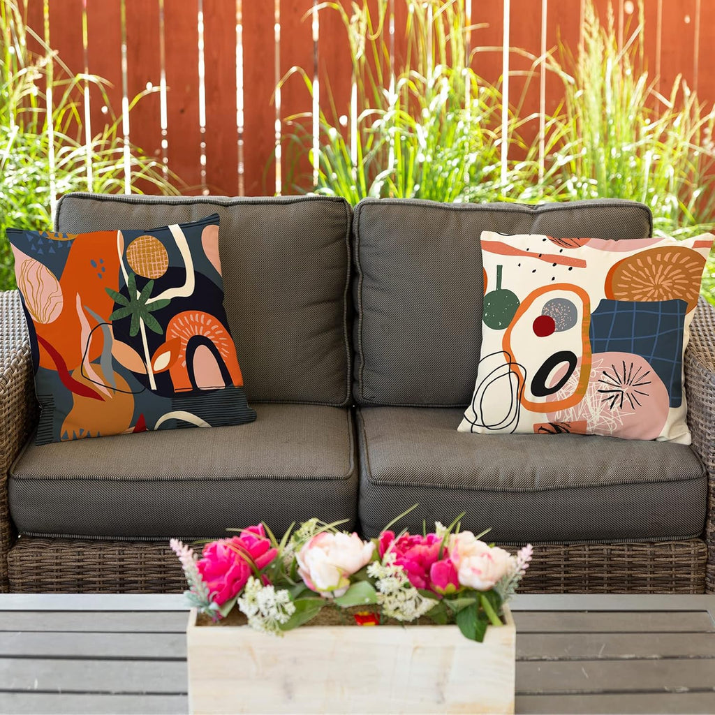 Burnt Orange Geometric Boho 18x18 Pillow Covers 4 Pack