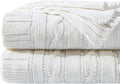White Pure Cotton Cable Knit Throw Blanket