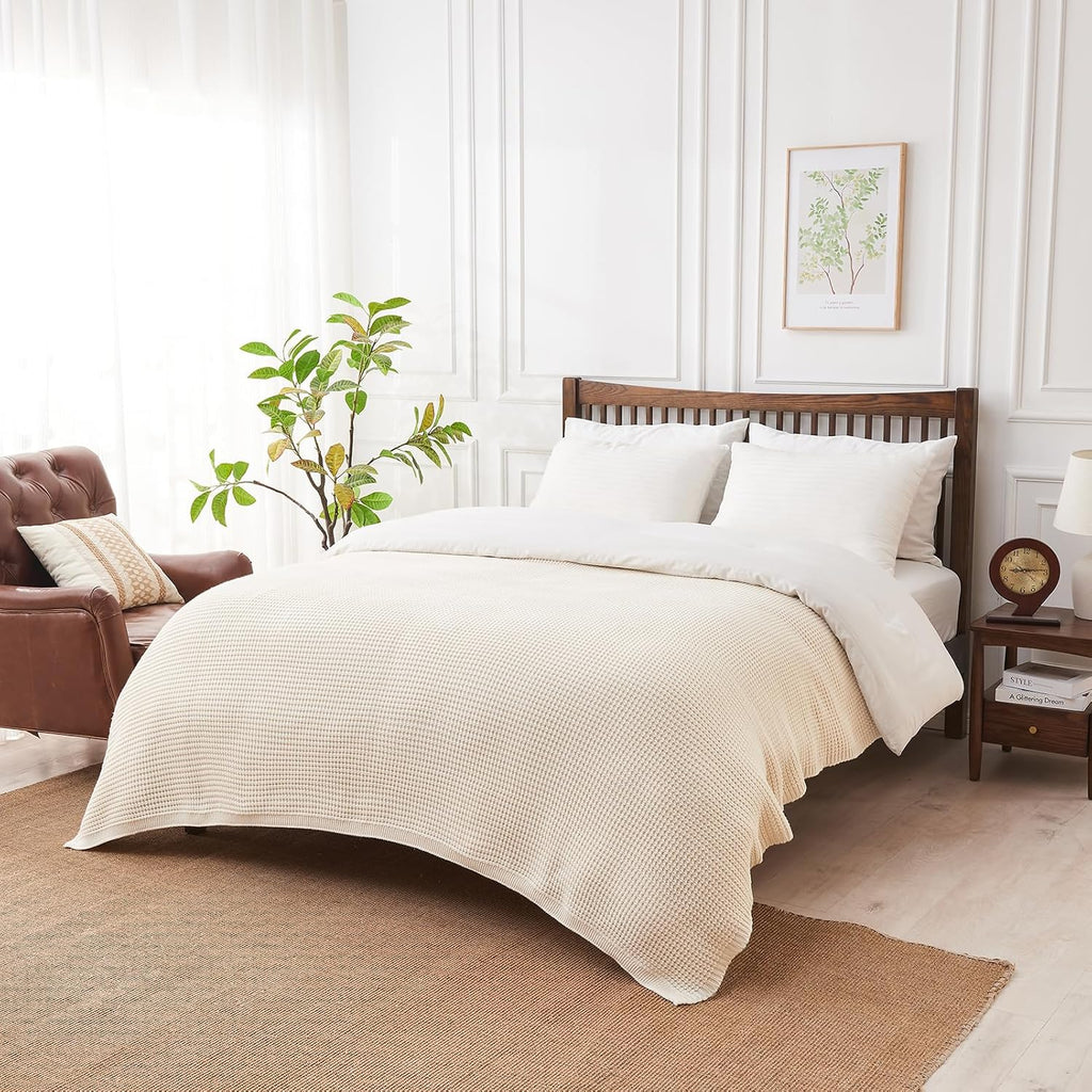 Cable Knit Cream Couch Throw Blanket