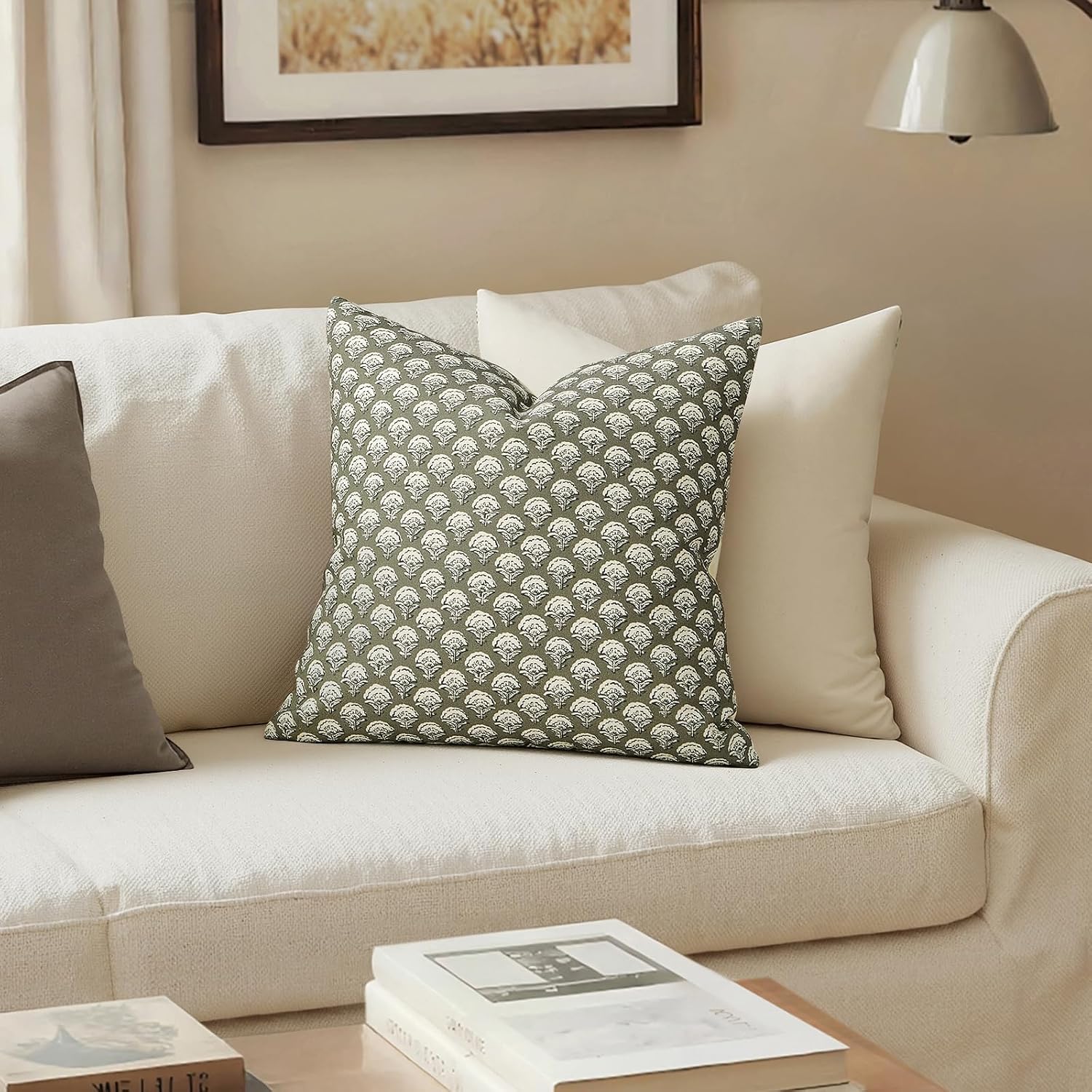 Sage Green Farmhouse Boho Euro Pillow Covers 2 Pack
