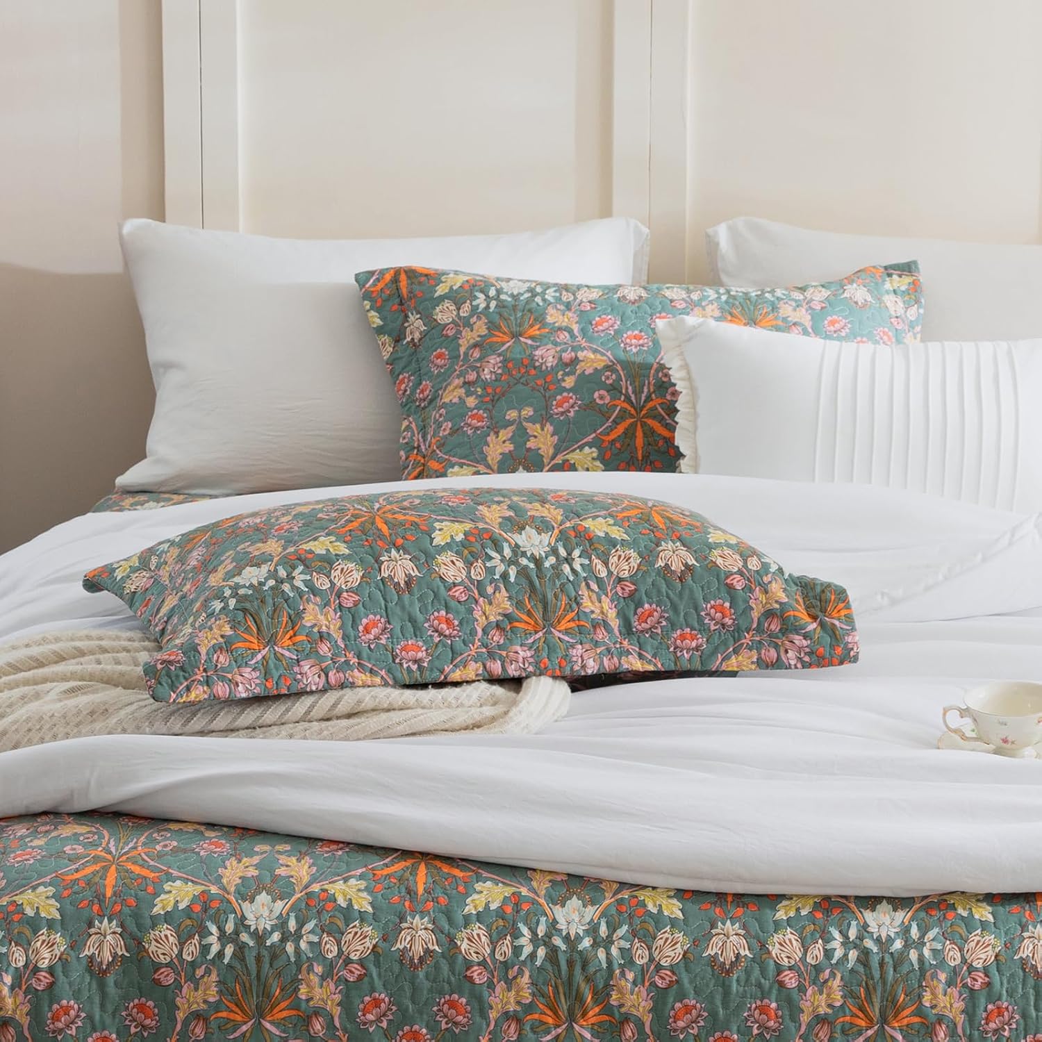 Vibrant Paisley Floral Standard Pillow Shams 2 Pack
