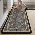 Black Multi Floral Anti Fatigue Kitchen Mats 2 Pack