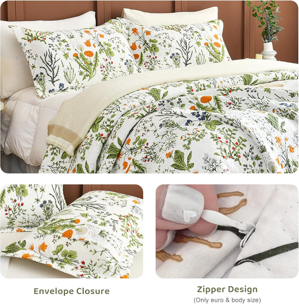 Floral Printed Cotton King Pillow Shams 2 Pack