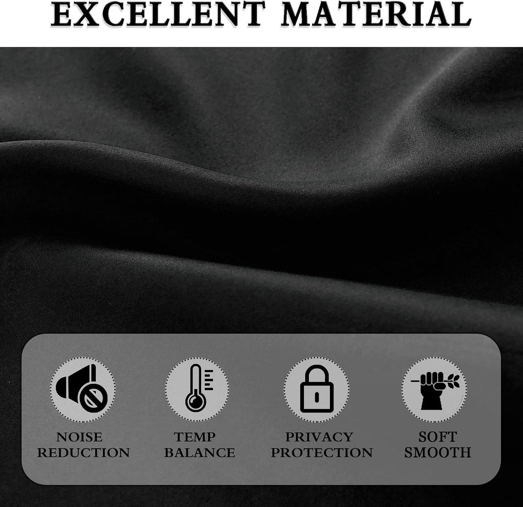 Black Thermal Blackout Cafe Curtains 2 Panels