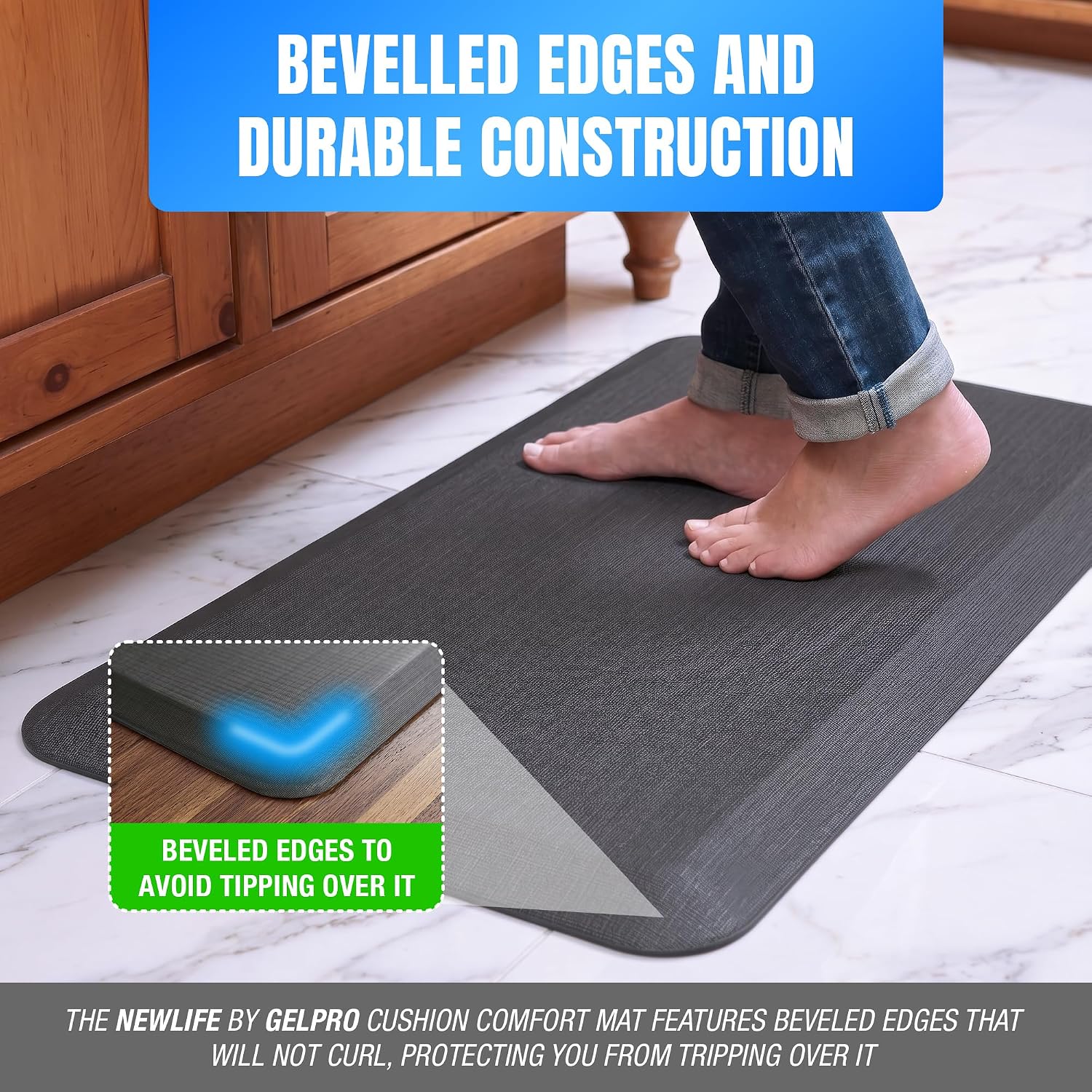 Charcoal Grasscloth Ergo-Foam Anti Fatigue Kitchen Mat