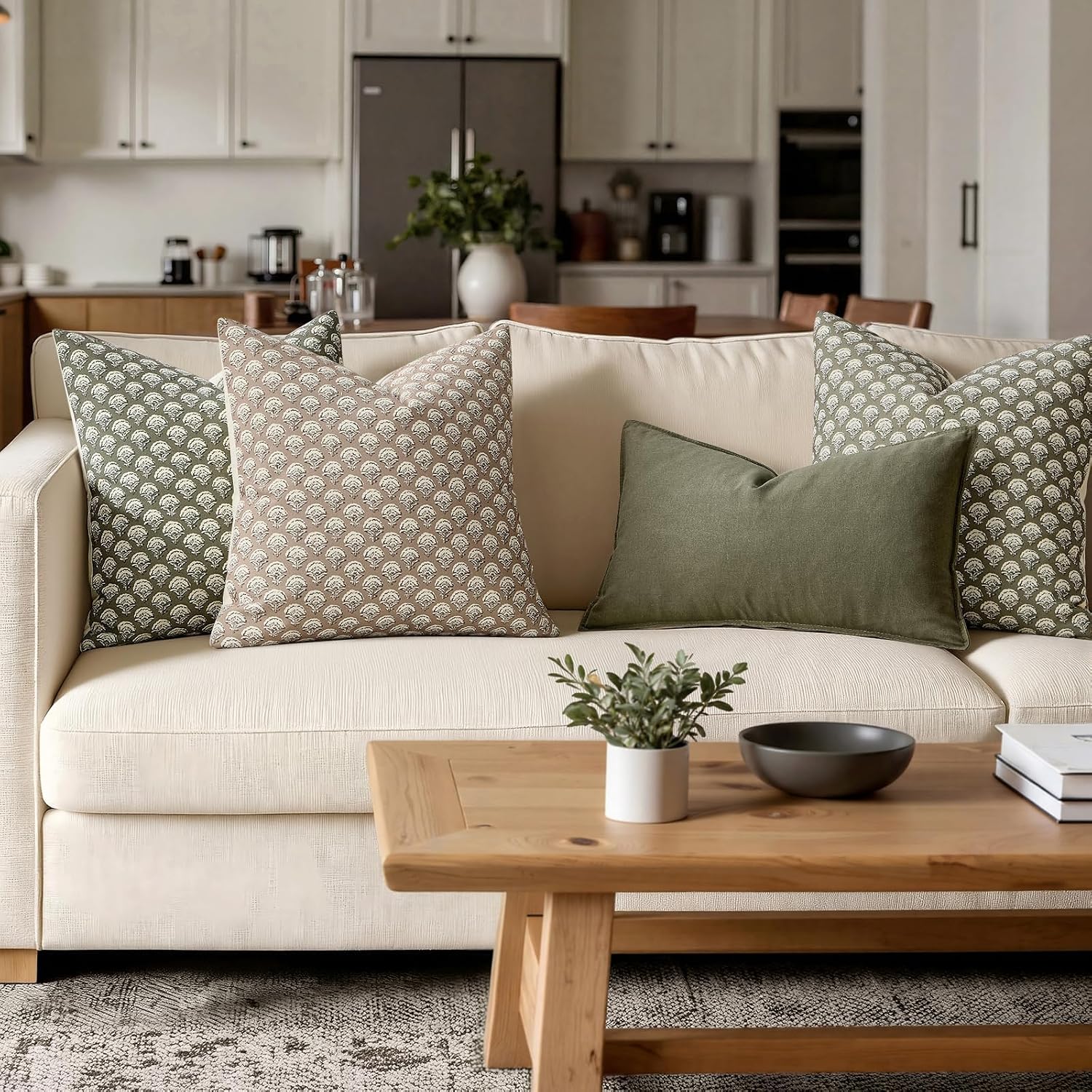 Sage Green Farmhouse Boho Euro Pillow Covers 2 Pack