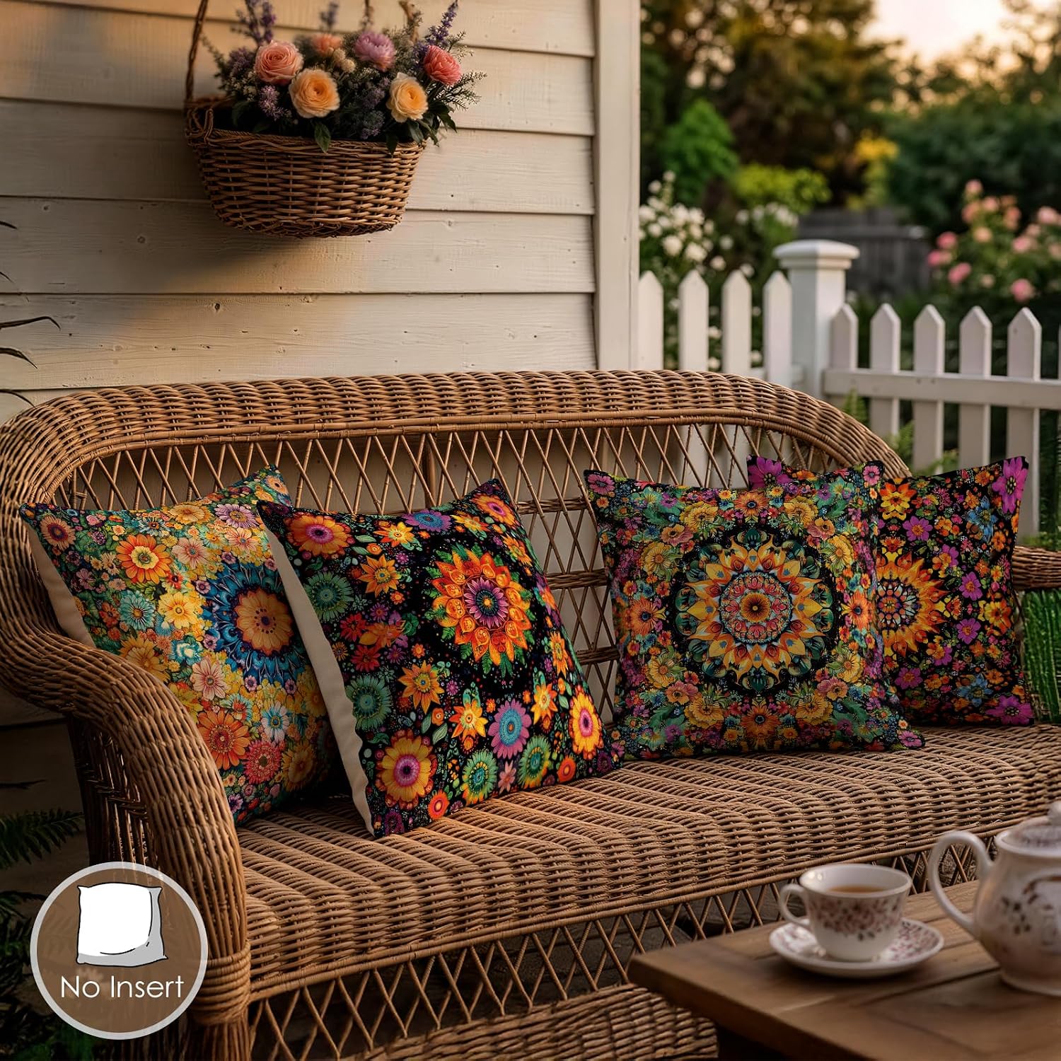 Mandala Floral Boho 18x18 Pillow Covers 4 Pack