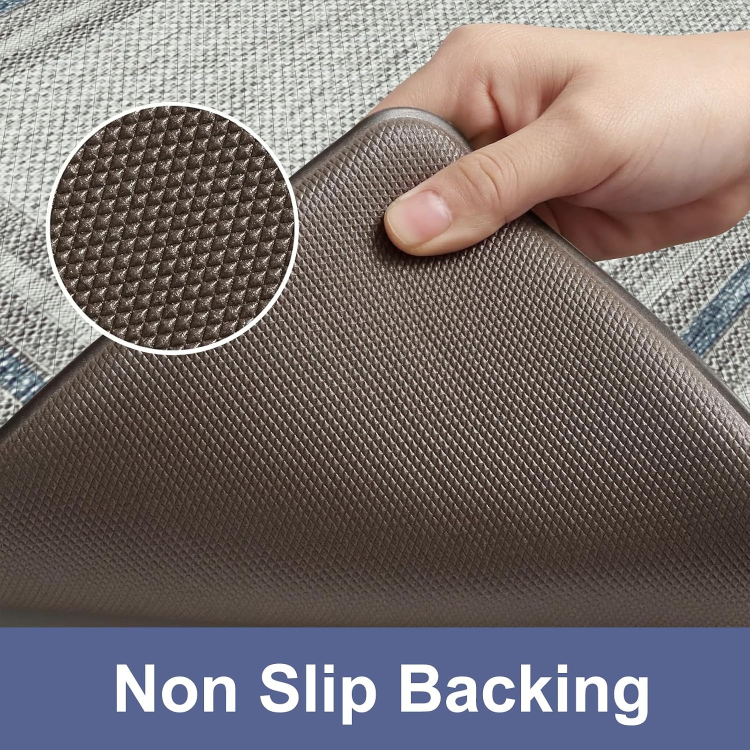 Blue Gray Farmhouse Anti Fatigue Kitchen Mats 2 Pack