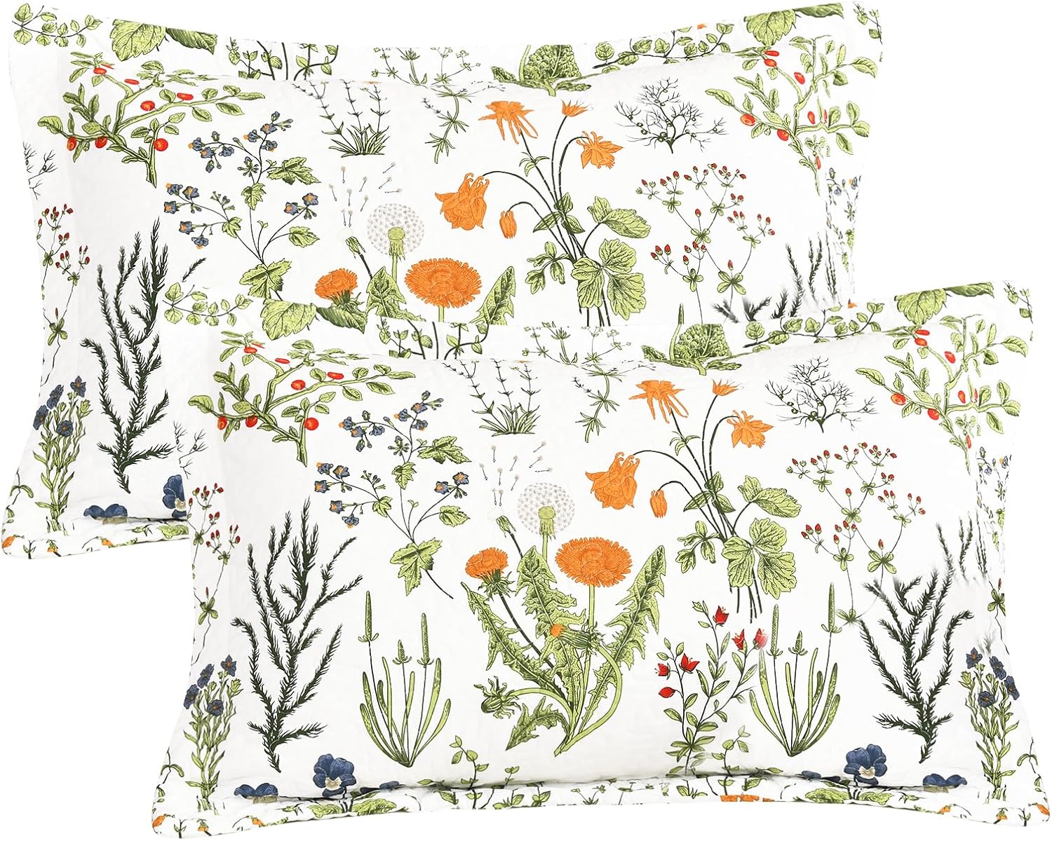 Floral Printed Cotton King Pillow Shams 2 Pack