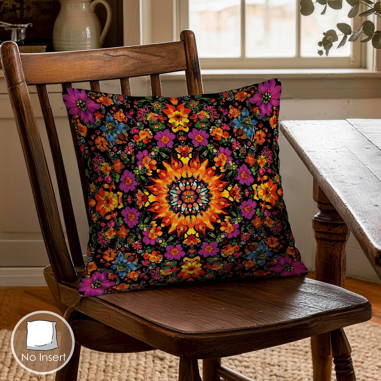 Mandala Floral Boho 18x18 Pillow Covers 4 Pack
