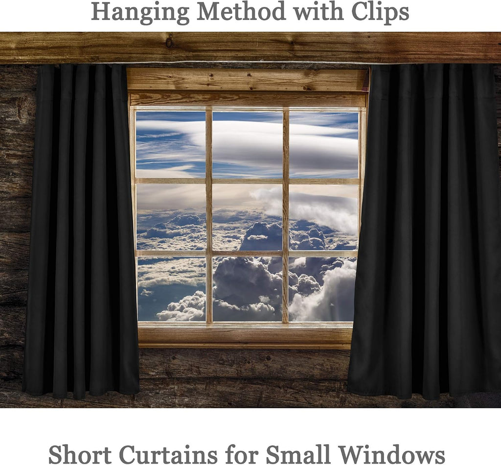Black Thermal Blackout Cafe Curtains 2 Panels