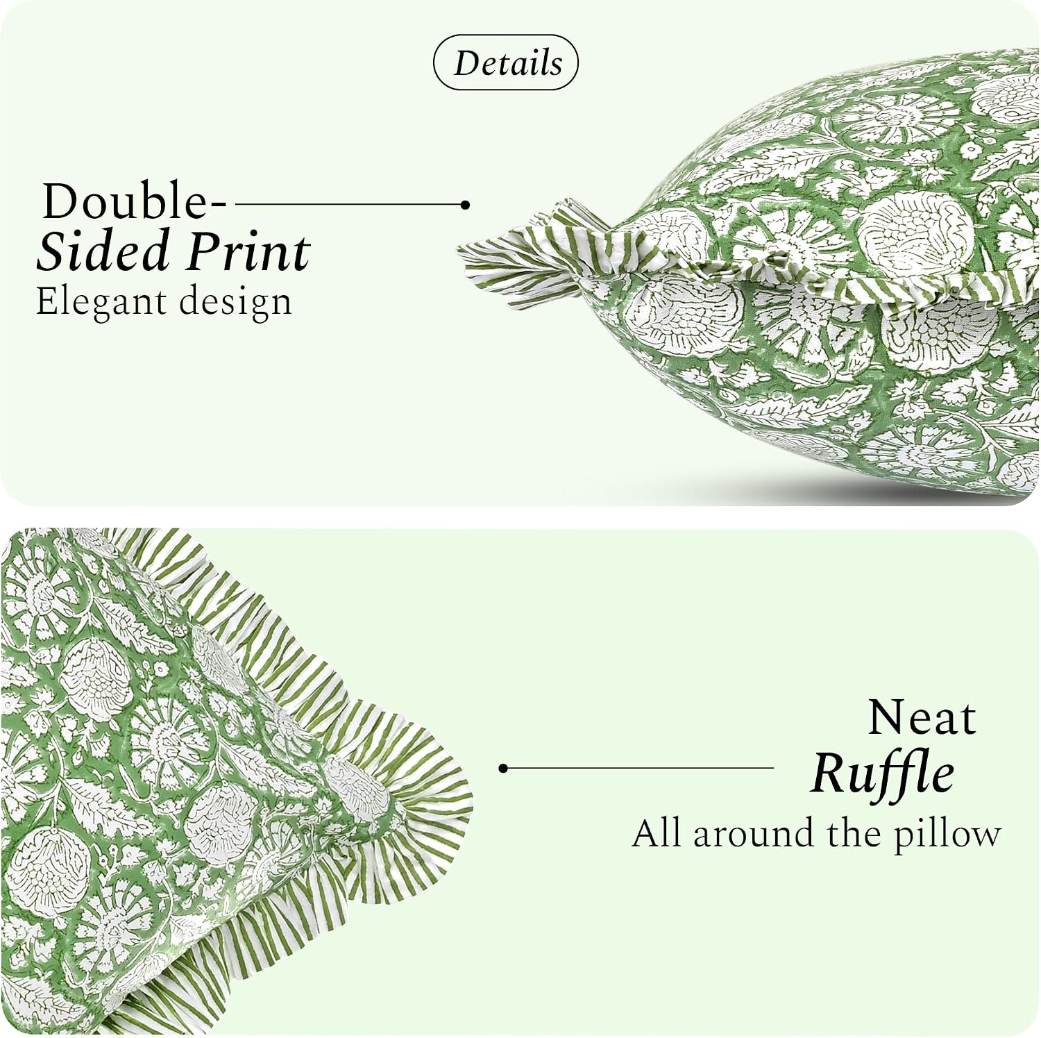 Olive Bloom Ruffle Long Pillow Cover 1 Pack