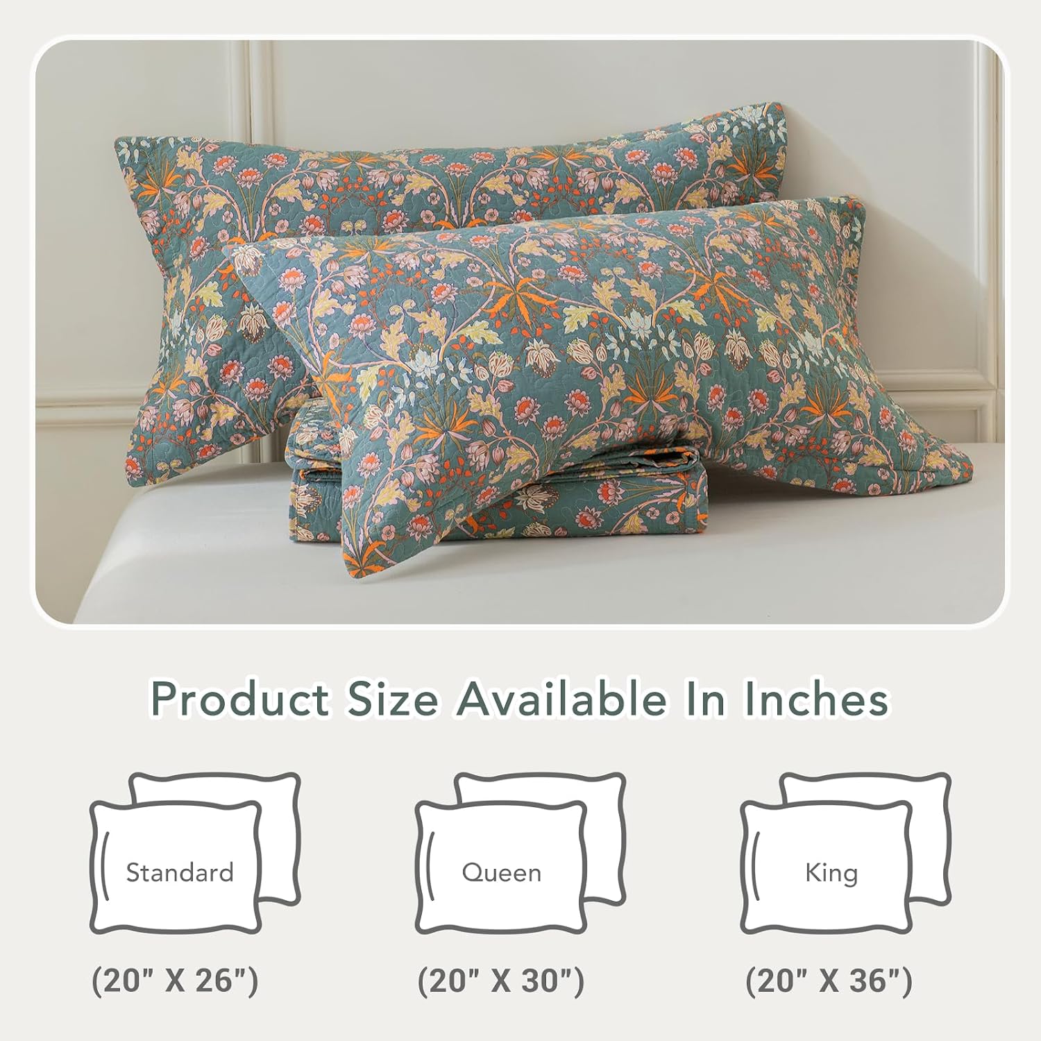 Vibrant Paisley Floral Standard Pillow Shams 2 Pack