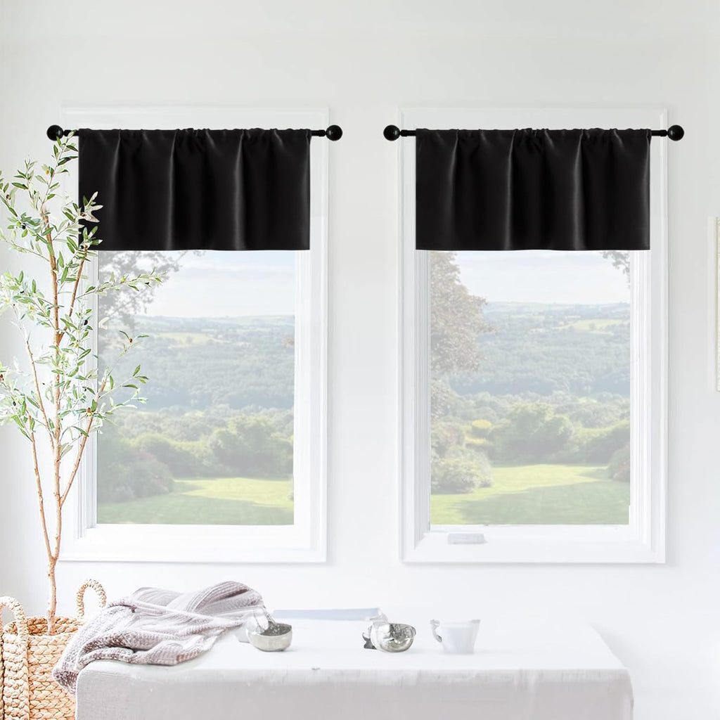 Black Waterproof Window Valances 2 Pack