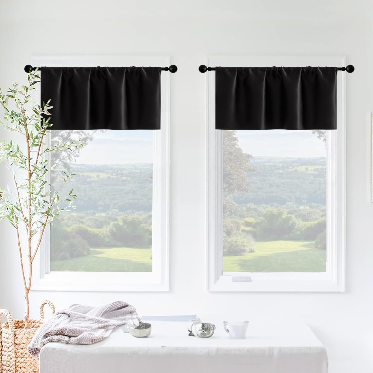 Black Waterproof Window Valances 2 Pack