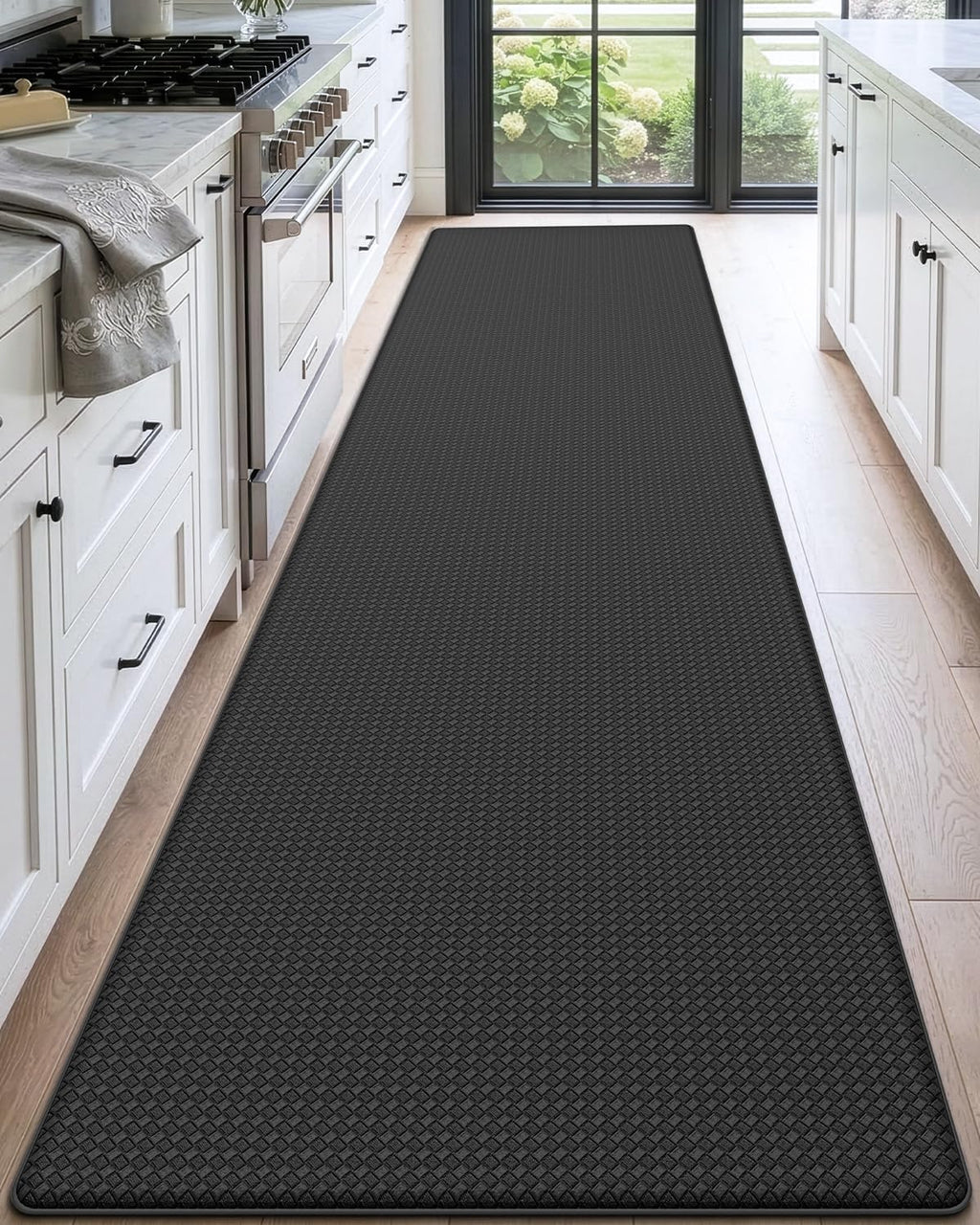 Black Memory Foam Anti Fatigue Kitchen Runner Mat